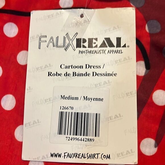 Faux Real Women's Red Cartoon Polka Dot Dress Halloween Costume Minnie Medium - Picture 4 of 4
